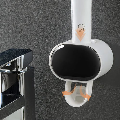 Wall-Mounted Bathroom Toothpaste Dispenser with Toothbrush Holder