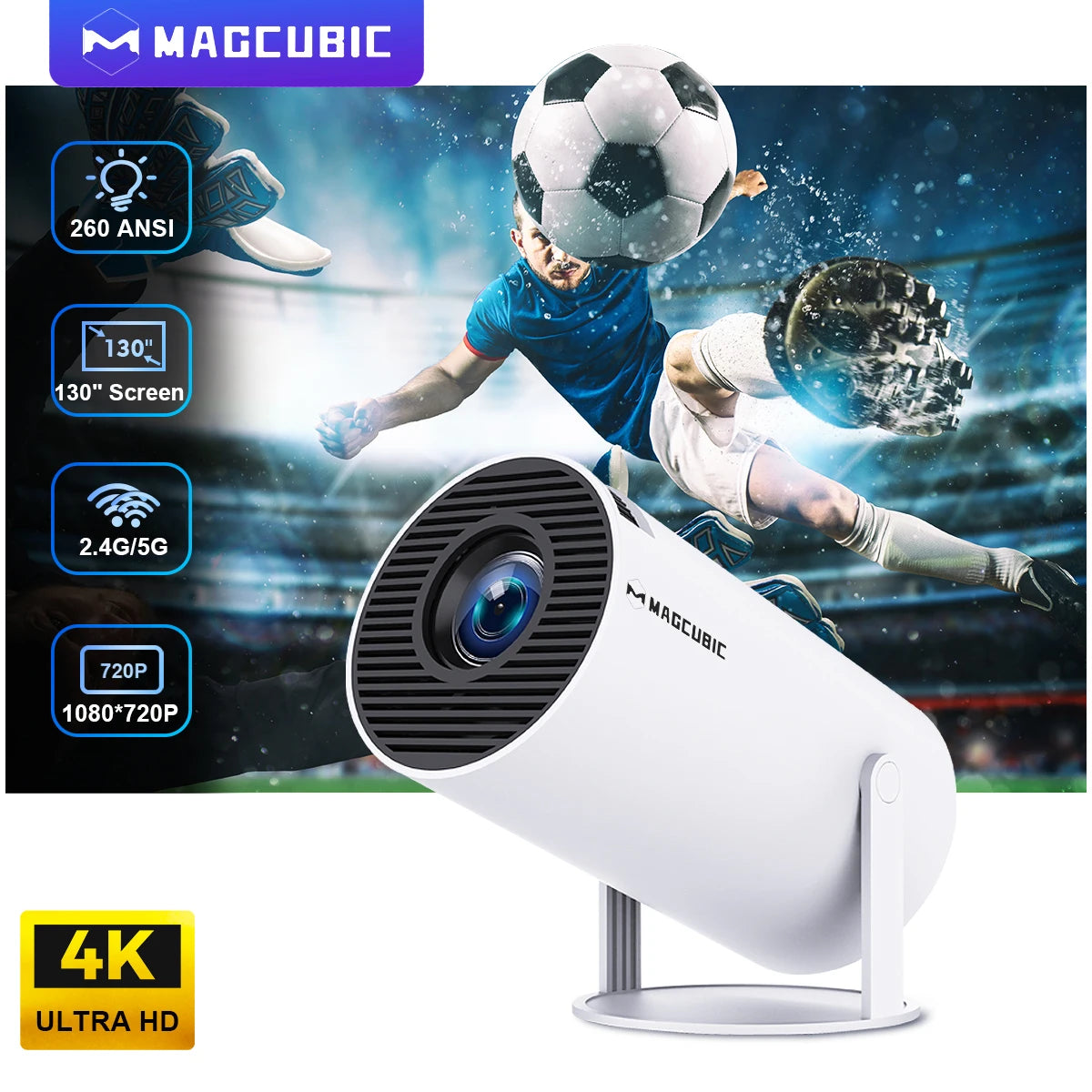 HY300 Dual Wifi  Bedropm Wall Projector