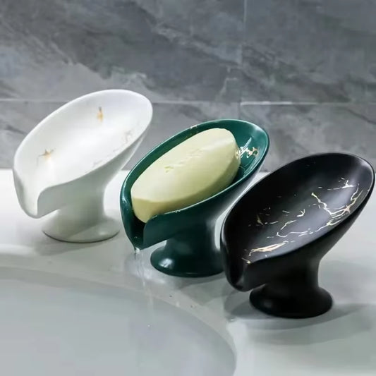 Ceramic Leaf-Shaped Drain Soap Dish