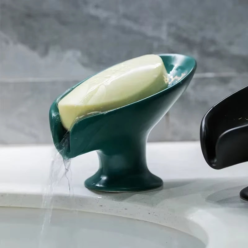 Ceramic Leaf-Shaped Drain Soap Dish