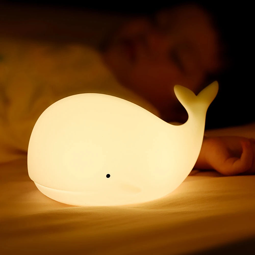 LED Whale Shape Silicone Patting Bedroom Lamp 