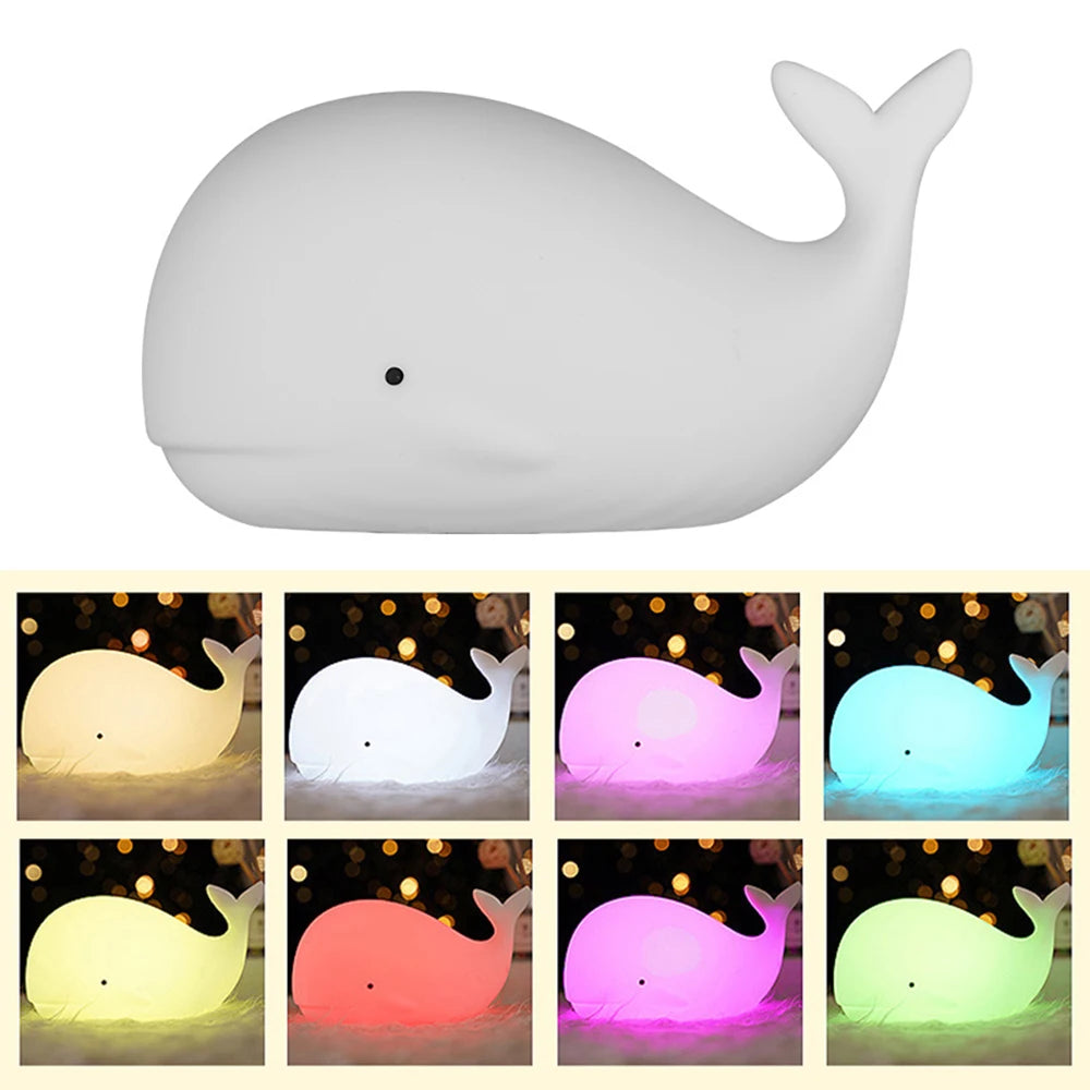 LED Whale Shape Silicone Patting Bedroom Lamp 