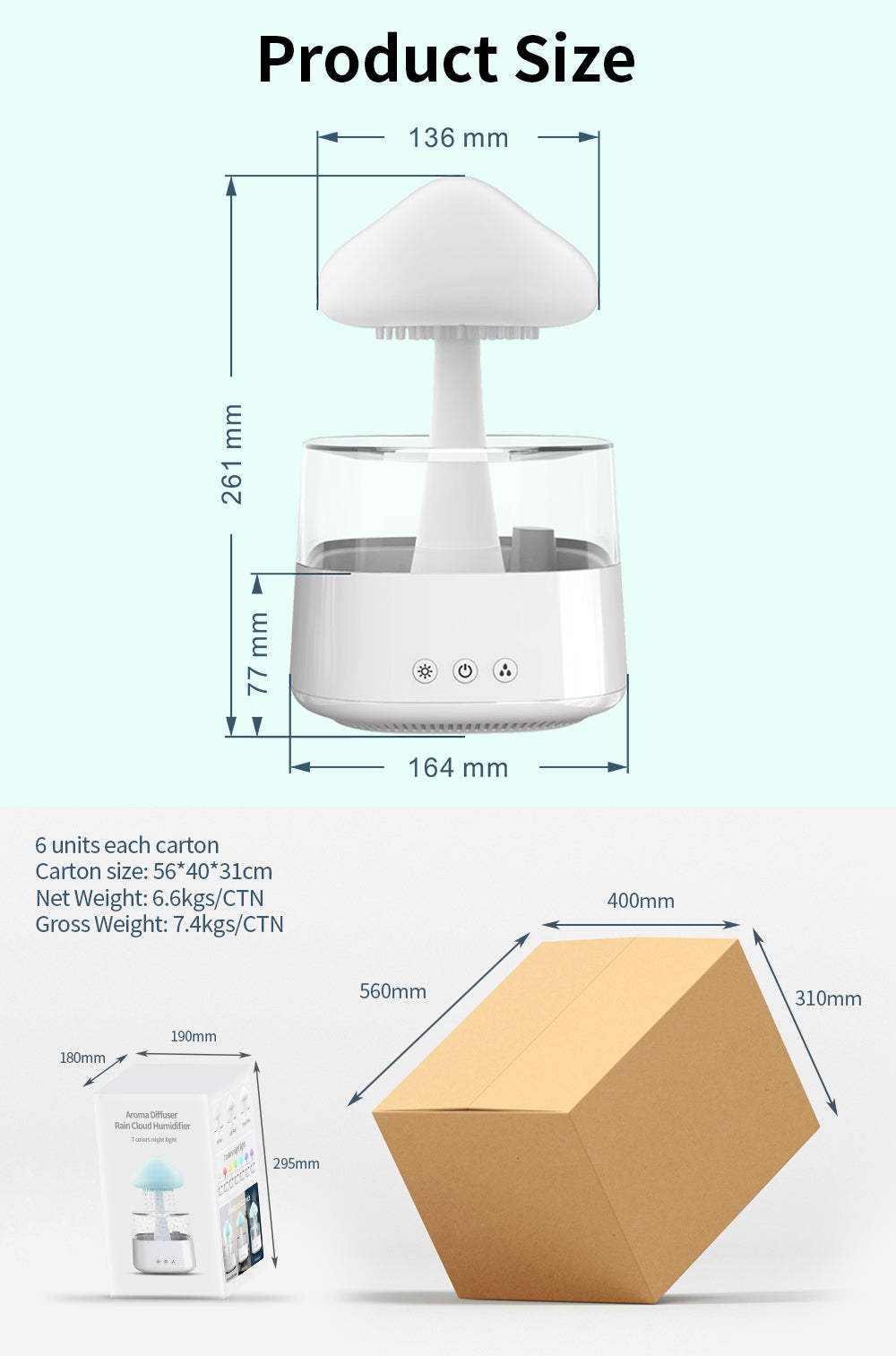 Rain Bedroom Mushroom Humidifier