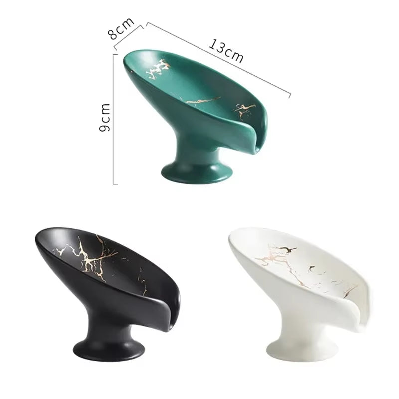 Ceramic Leaf-Shaped Drain Soap Dish