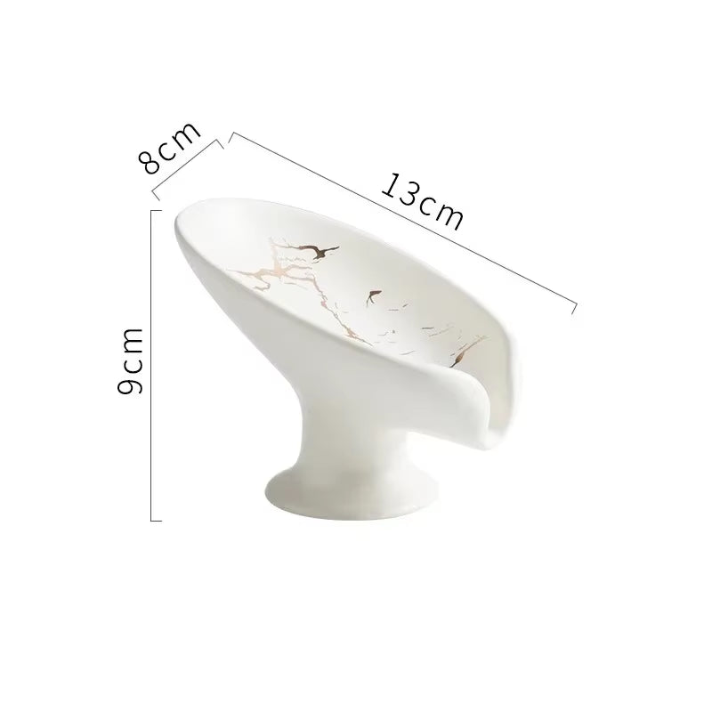 Ceramic Leaf-Shaped Drain Soap Dish