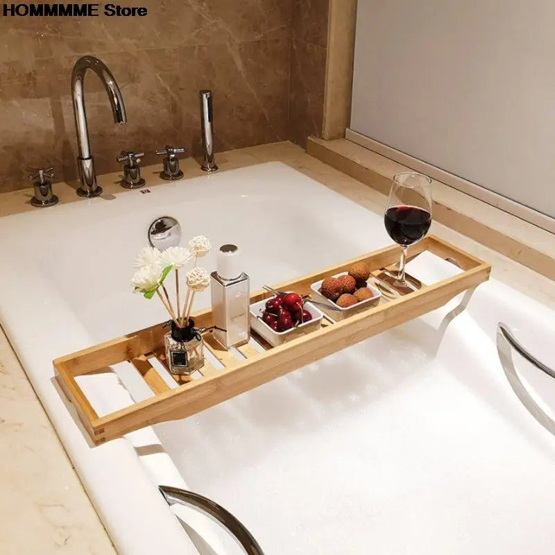 Bamboo Bathtub Shelf For Bathroom