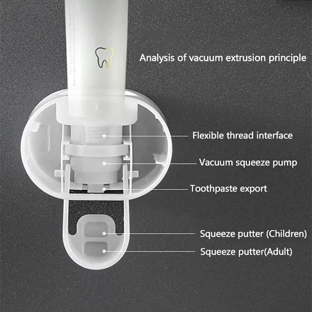 Wall-Mounted Bathroom Toothpaste Dispenser with Toothbrush Holder