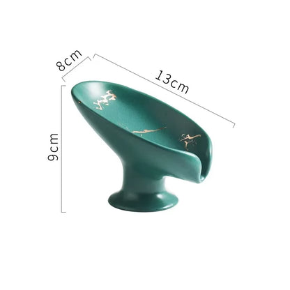 Ceramic Leaf-Shaped Drain Soap Dish