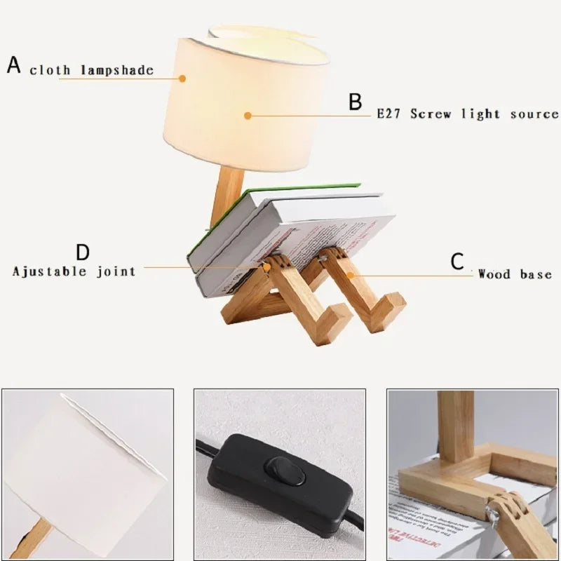 Adjusted Robot Shape Bedroom Table Lamp